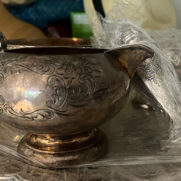 Tea set with salt and pepper shaker real silver heavy - Picture 3 of 5